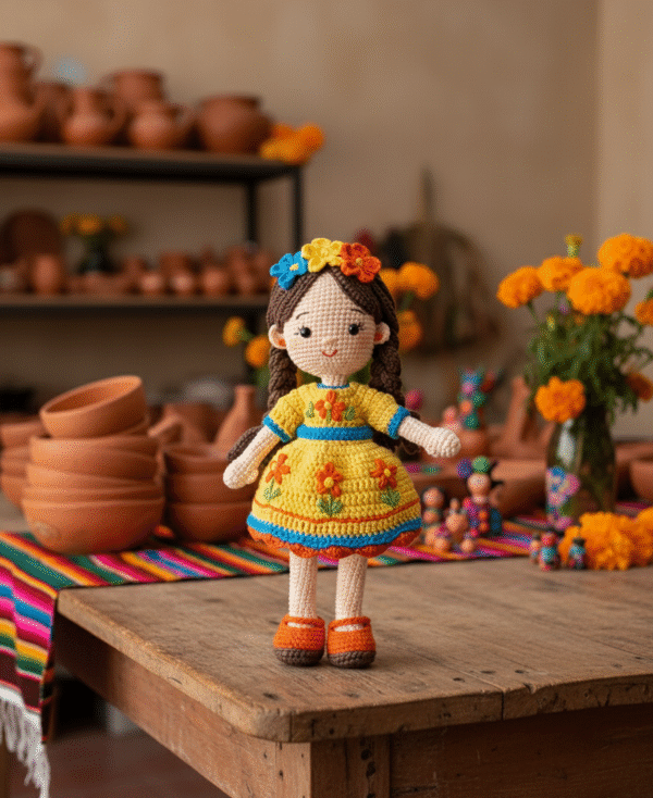 Morenita Mía – Handcrafted Crochet Doll - Image 4