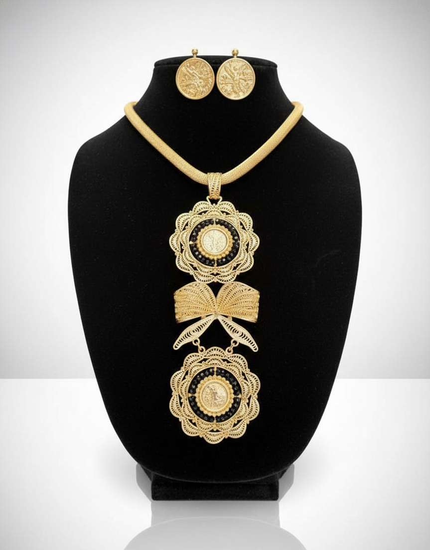 Itsmeña Filigree Bloom & Bow Necklace - Istmeña Golden Legacy Collection