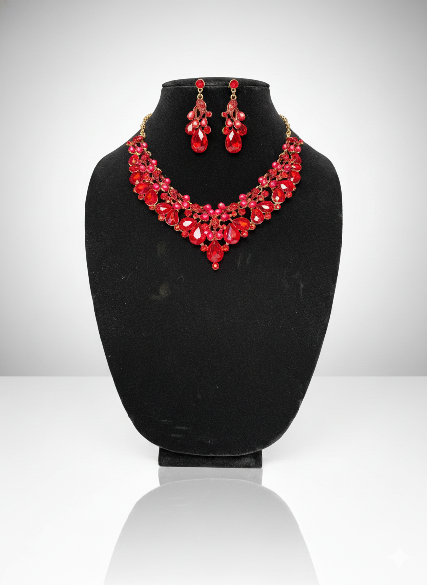 Itsmeña Red Crystal Cascade Set - Istmeña Golden Legacy Collection