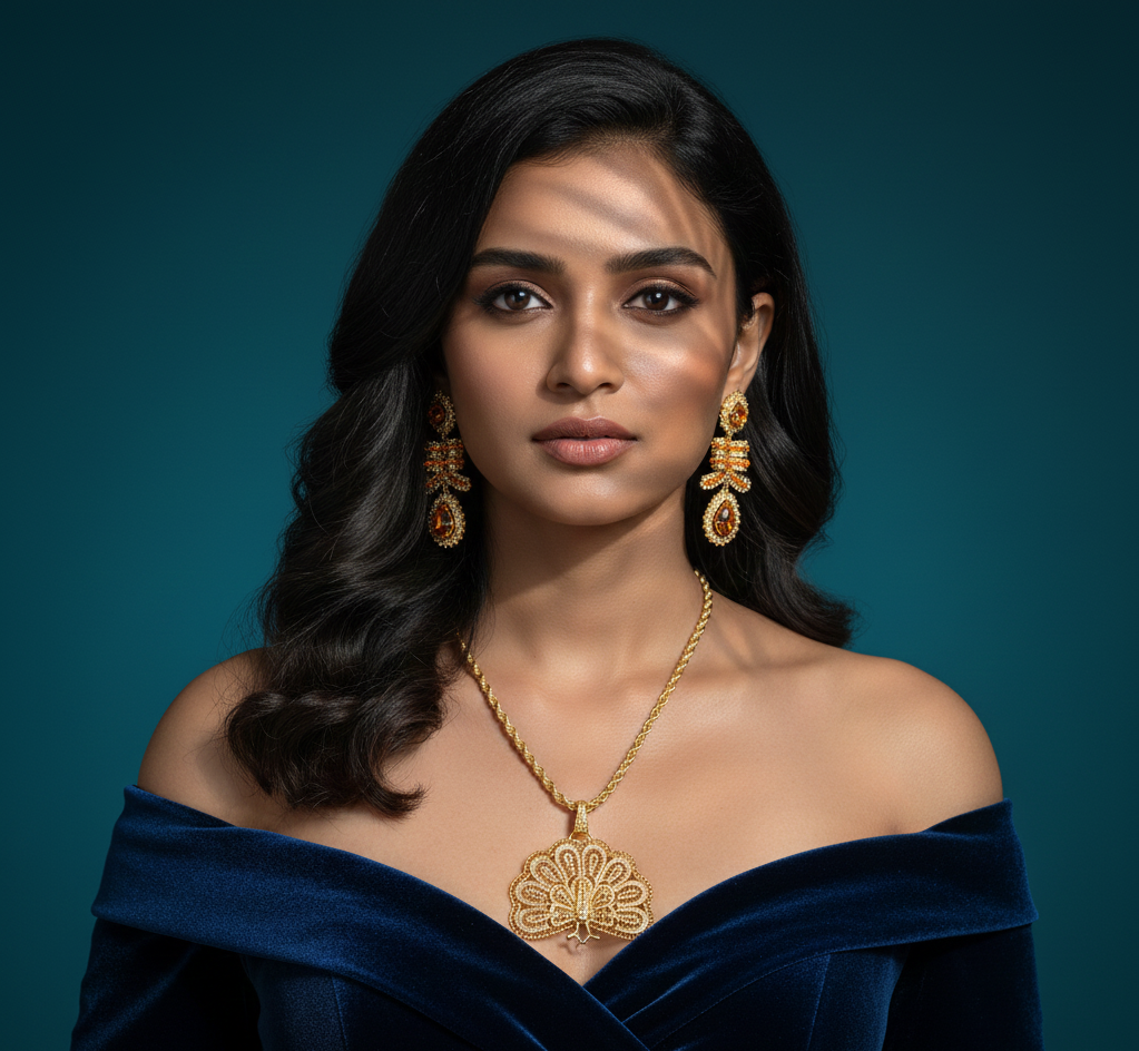 Itsmeña Golden Peacock Pendant Set - Istmeña Golden Legacy Collection - Image 2