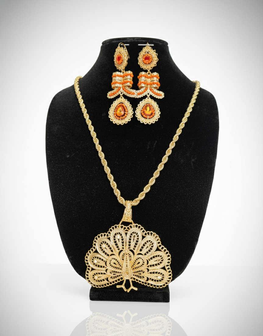 Itsmeña Golden Peacock Pendant Set - Istmeña Golden Legacy Collection